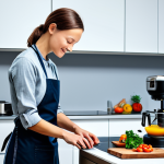 **

"A modern kitchen interior with a robot chef preparing a meal, fully clothed, appropriate content, safe for work, professional kitchen setting, stainless steel appliances, family-friendly atmosphere, perfect anatomy, correct proportions, natural pose, vibrant colors, well-formed hands, proper finger count, natural body proportions, modest clothing, high quality."

**