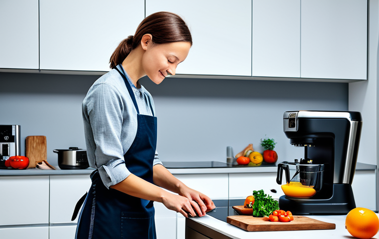 **

"A modern kitchen interior with a robot chef preparing a meal, fully clothed, appropriate content, safe for work, professional kitchen setting, stainless steel appliances, family-friendly atmosphere, perfect anatomy, correct proportions, natural pose, vibrant colors, well-formed hands, proper finger count, natural body proportions, modest clothing, high quality."

**
